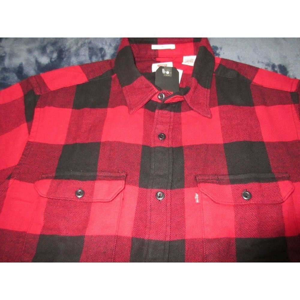 Levi's Men's Checked Jackson button up Work Shirt Red Black Classic Plaid NWT - Picture 6 of 6